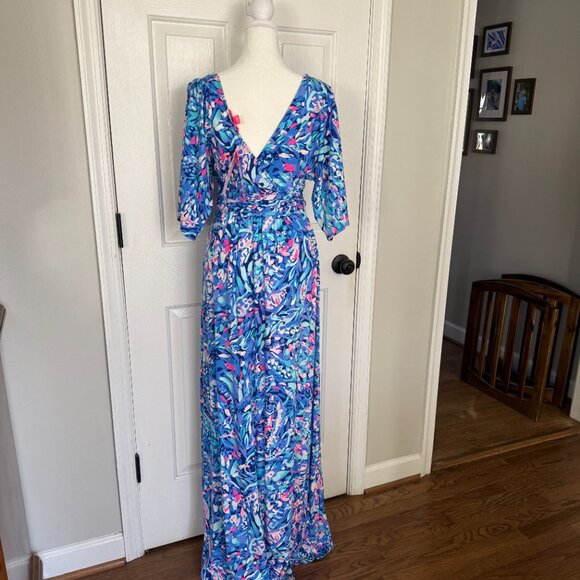 Lilly Pulitzer Parigi Maxi Dress in Royal Purple Party Wave - Picture 3 of 5